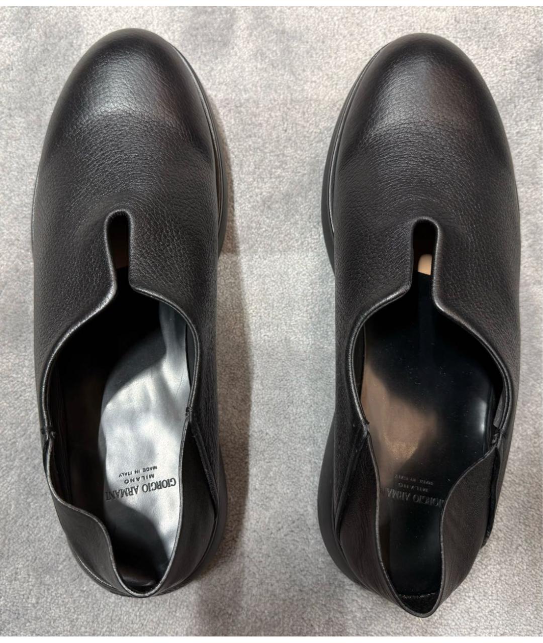 GIORGIO ARMANI Черные кожаные низкие ботинки, фото 3