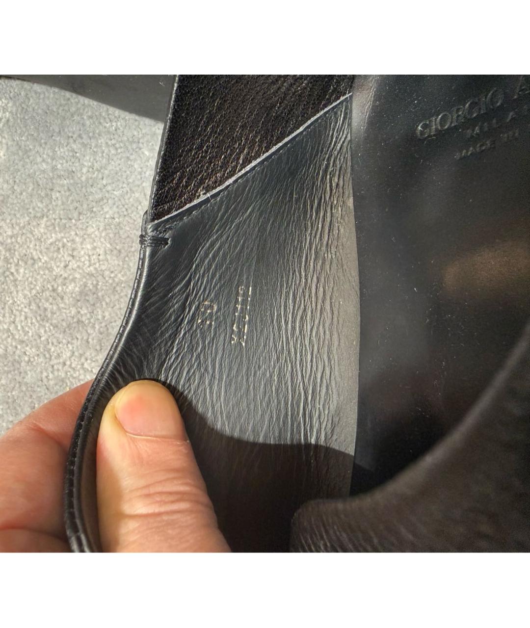 GIORGIO ARMANI Черные кожаные низкие ботинки, фото 8