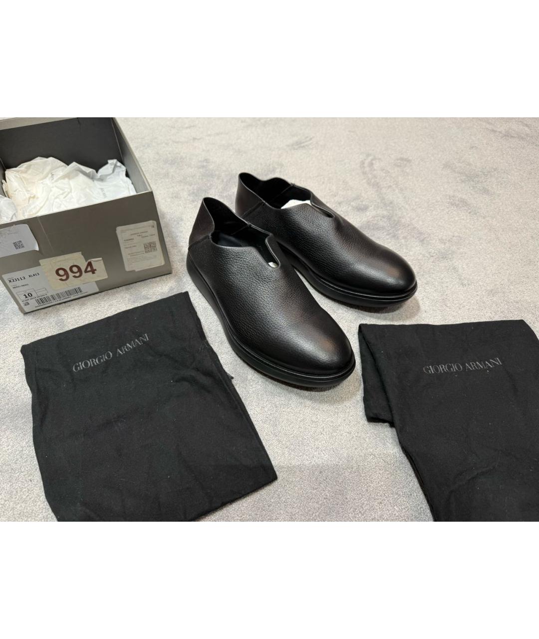 GIORGIO ARMANI Черные кожаные низкие ботинки, фото 5