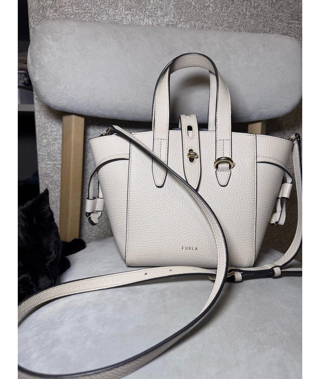 FURLA Белая кожаная сумка тоут, фото 5