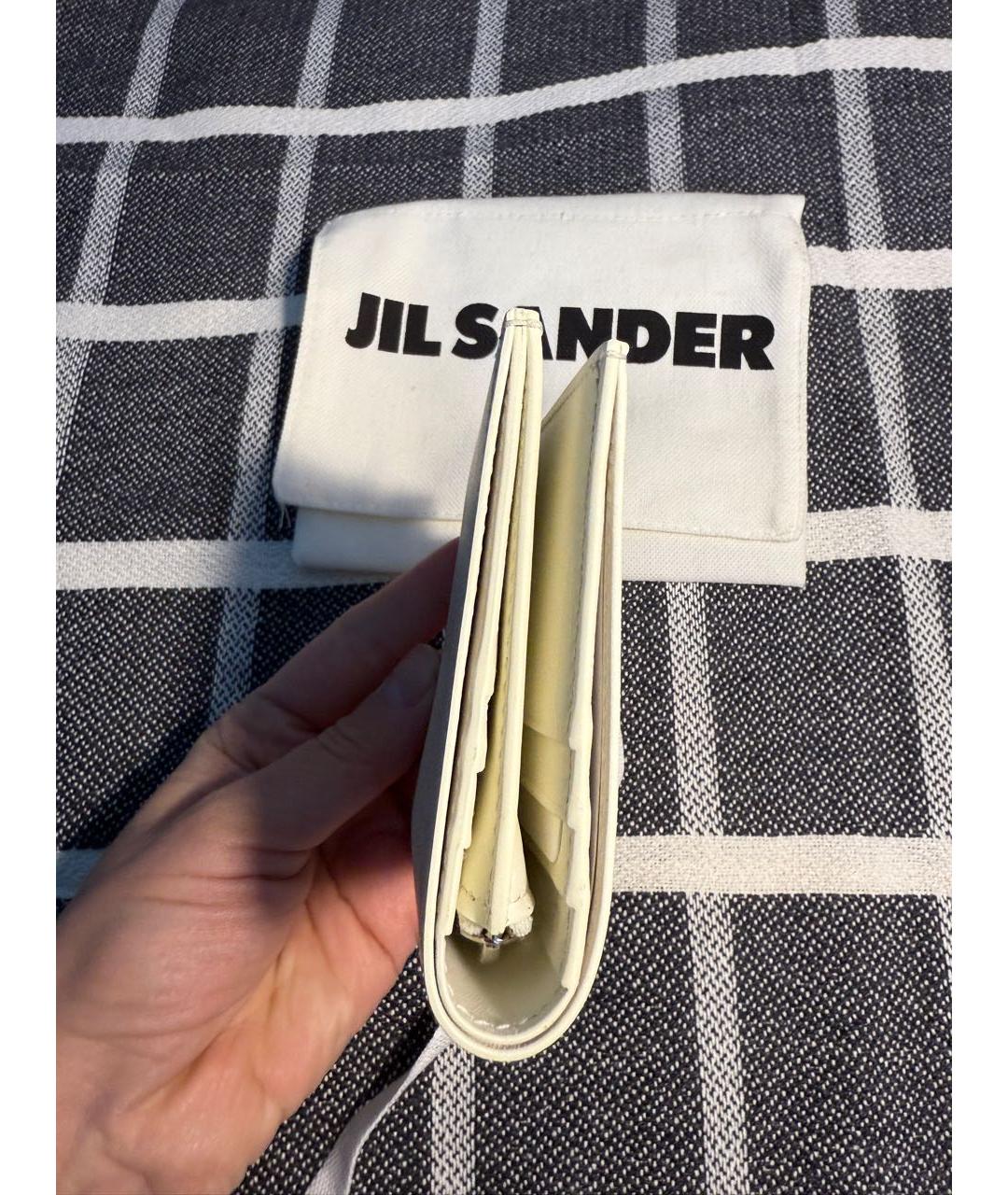 JIL SANDER Белая кожаная визитница, фото 3
