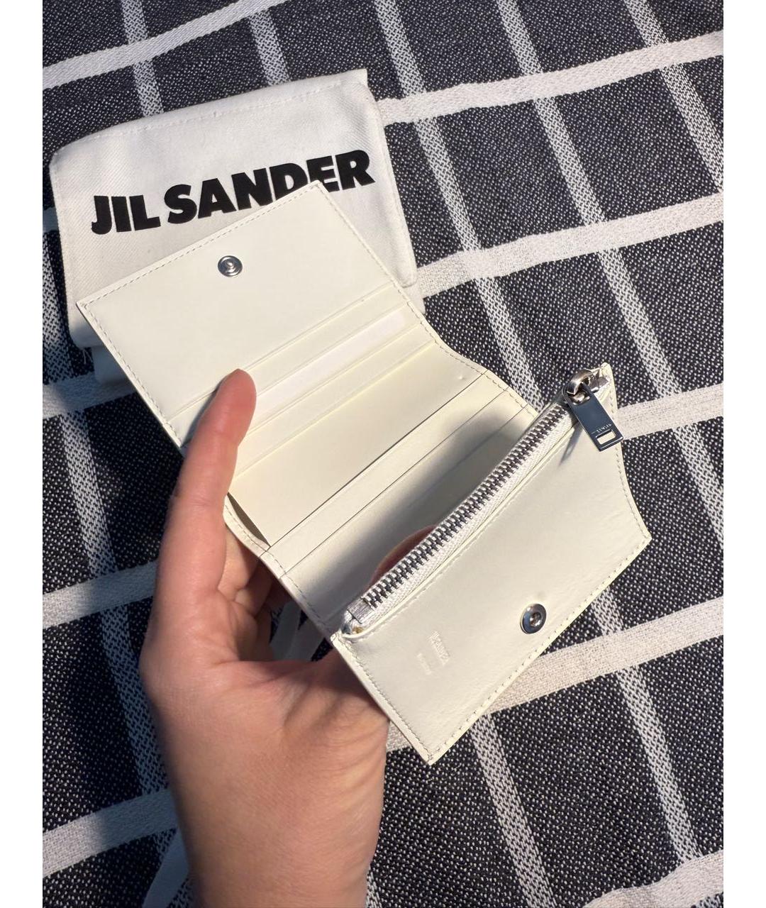 JIL SANDER Белая кожаная визитница, фото 4