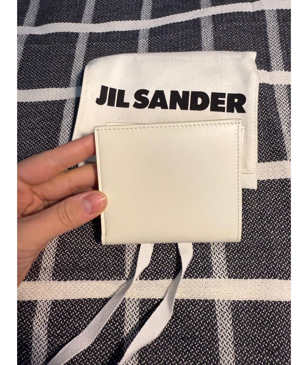 JIL SANDER Белая кожаная визитница, фото 2
