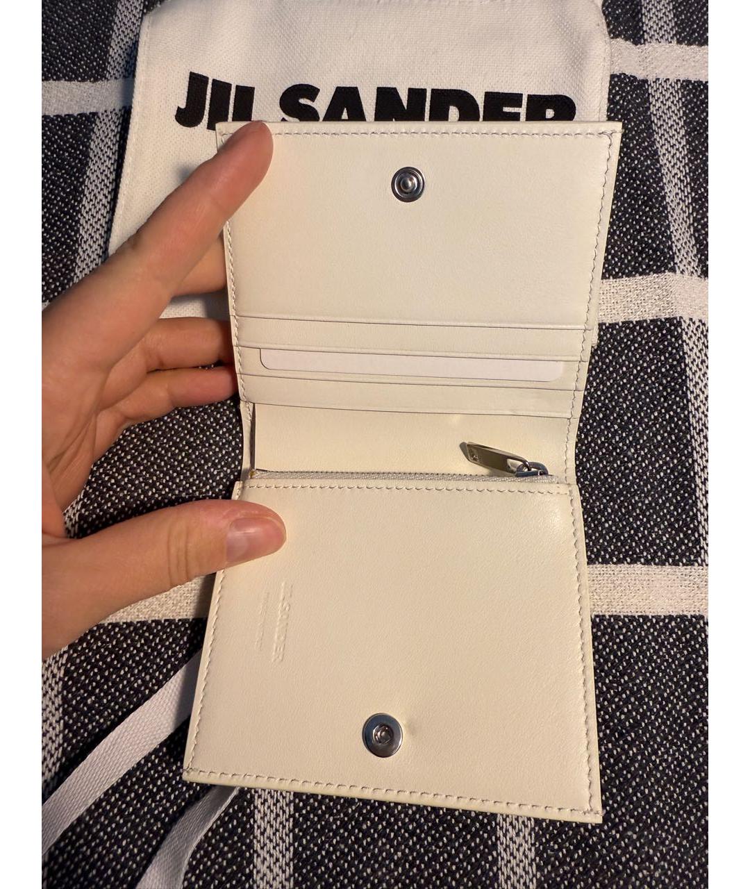 JIL SANDER Белая кожаная визитница, фото 5