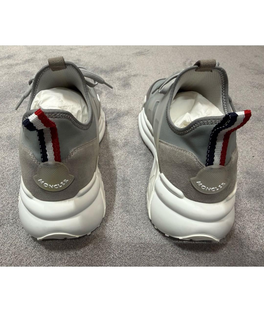 MONCLER Серые текстильные низкие кроссовки / кеды, фото 4