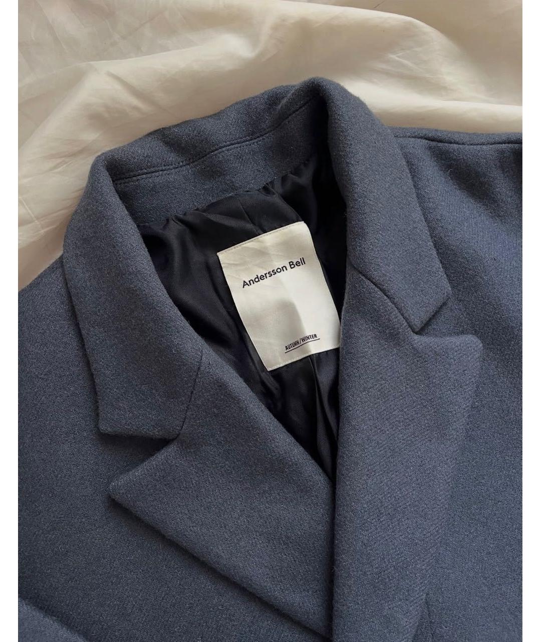 ANDERSSON BELL Синее шерстяное пальто, фото 5