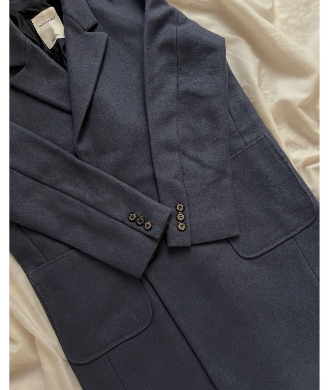 ANDERSSON BELL Синее шерстяное пальто, фото 4
