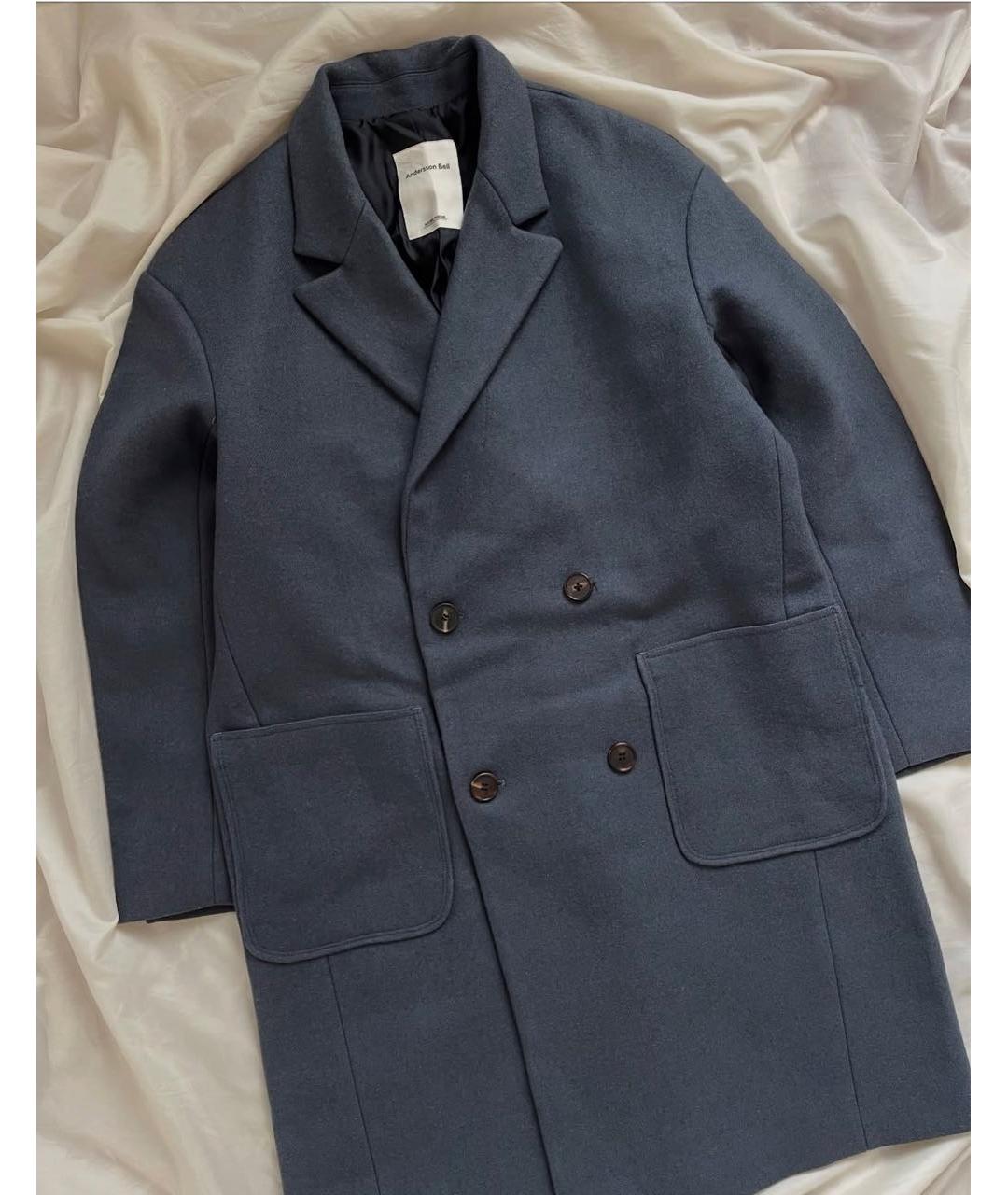 ANDERSSON BELL Синее шерстяное пальто, фото 3