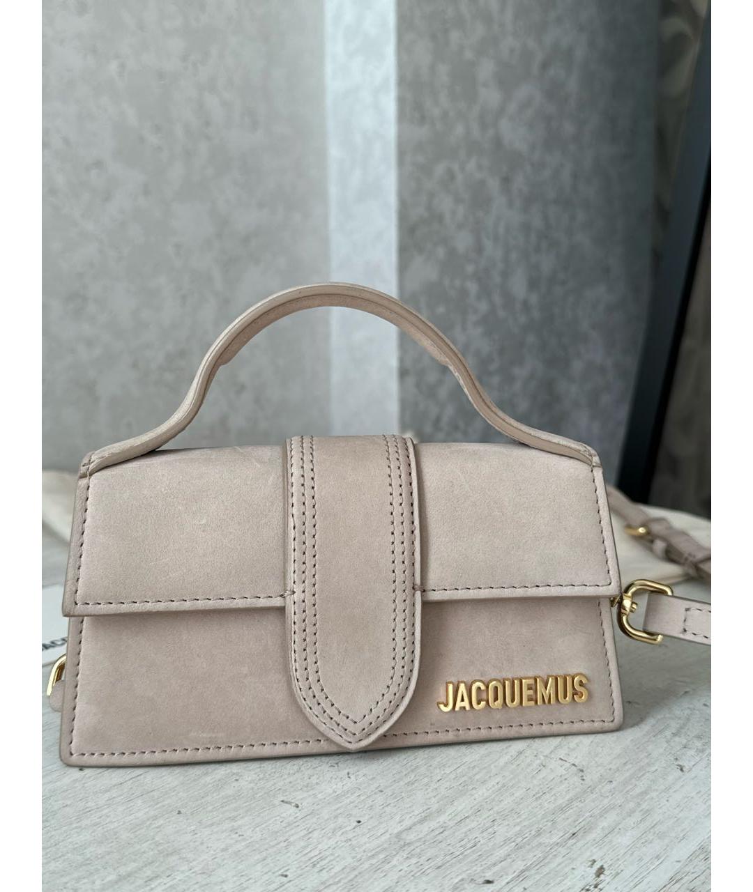 JACQUEMUS Бежевая замшевая сумка через плечо, фото 8