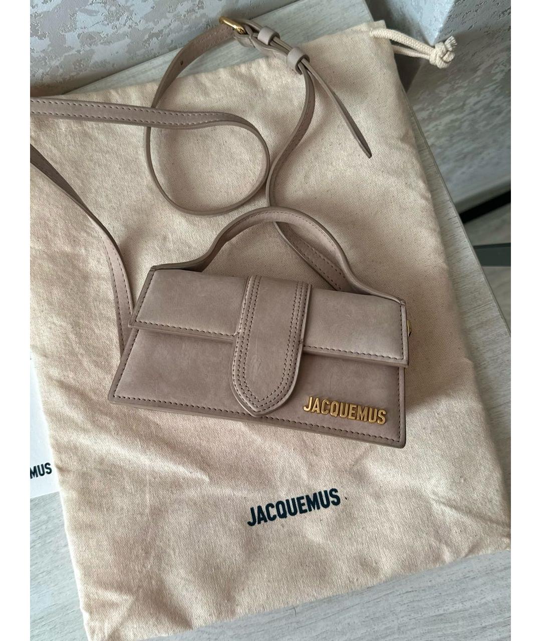 JACQUEMUS Бежевая замшевая сумка через плечо, фото 2