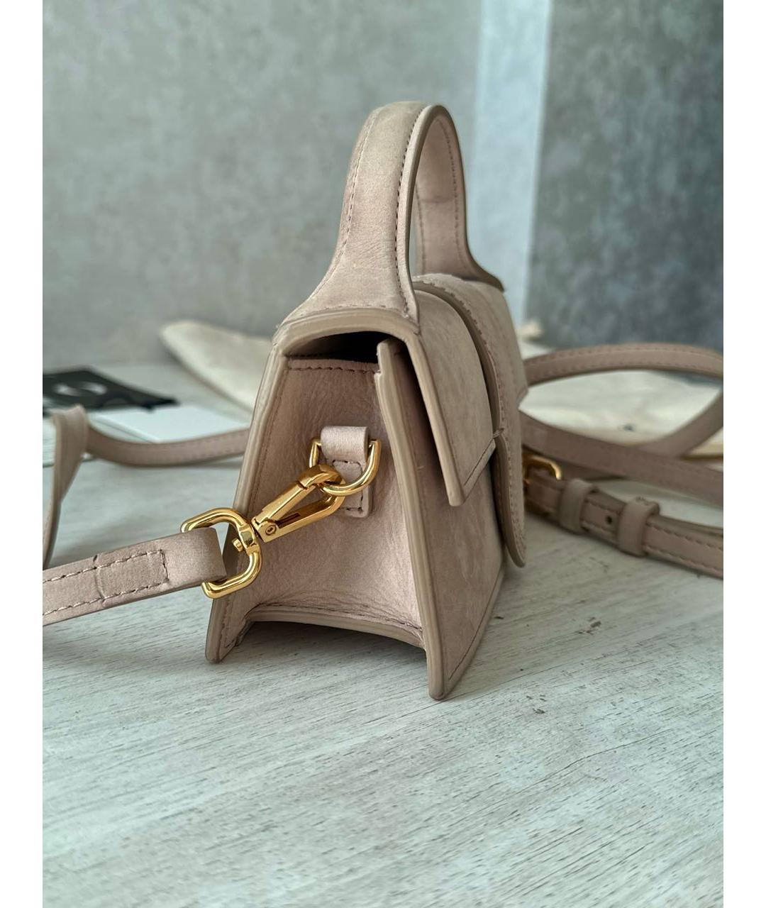 JACQUEMUS Бежевая замшевая сумка через плечо, фото 6