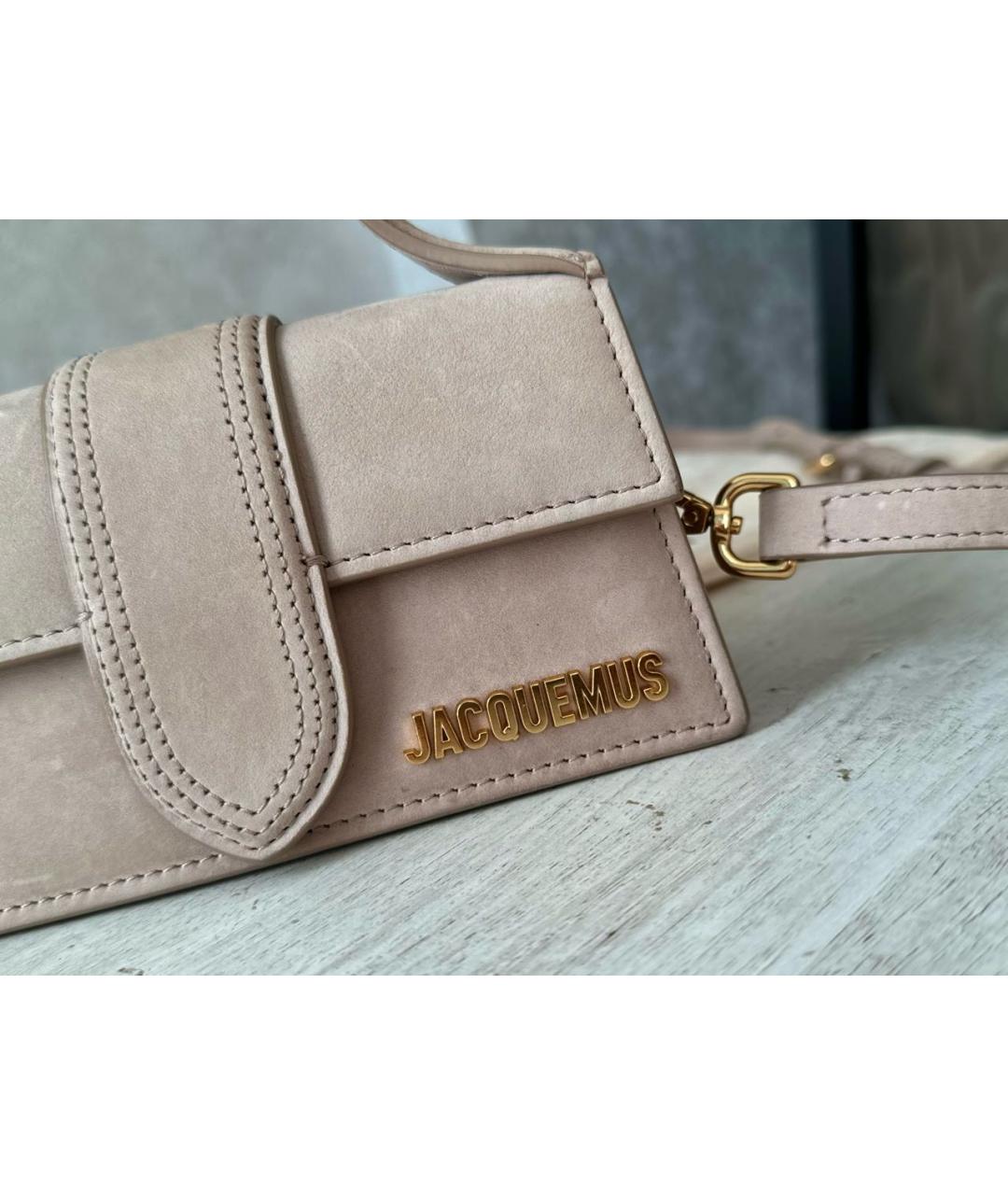 JACQUEMUS Бежевая замшевая сумка через плечо, фото 4
