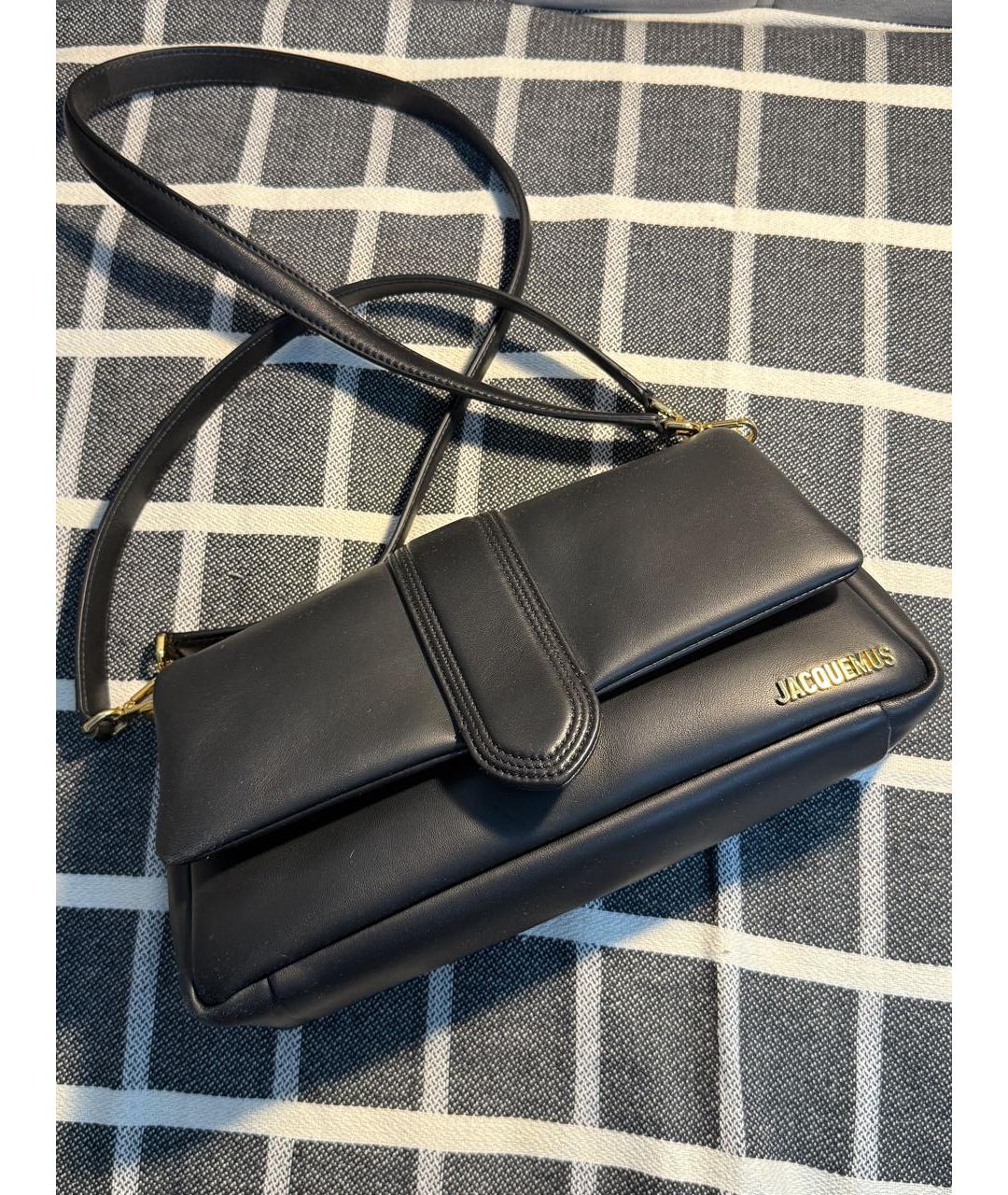 JACQUEMUS Черная кожаная сумка через плечо, фото 6