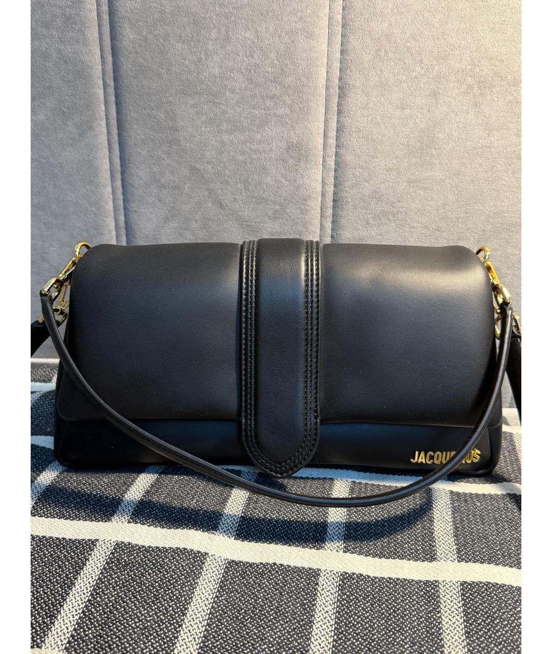 JACQUEMUS Черная кожаная сумка через плечо, фото 2