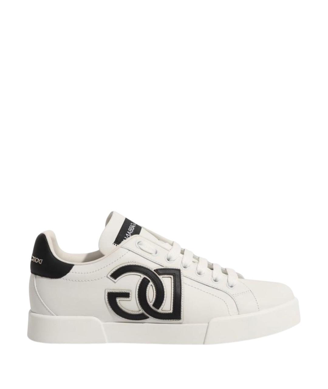 DOLCE&GABBANA Белые кожаные кроссовки, фото 1