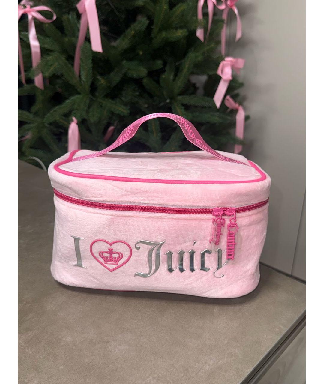 JUICY COUTURE Розовая бархатная косметичка, фото 5