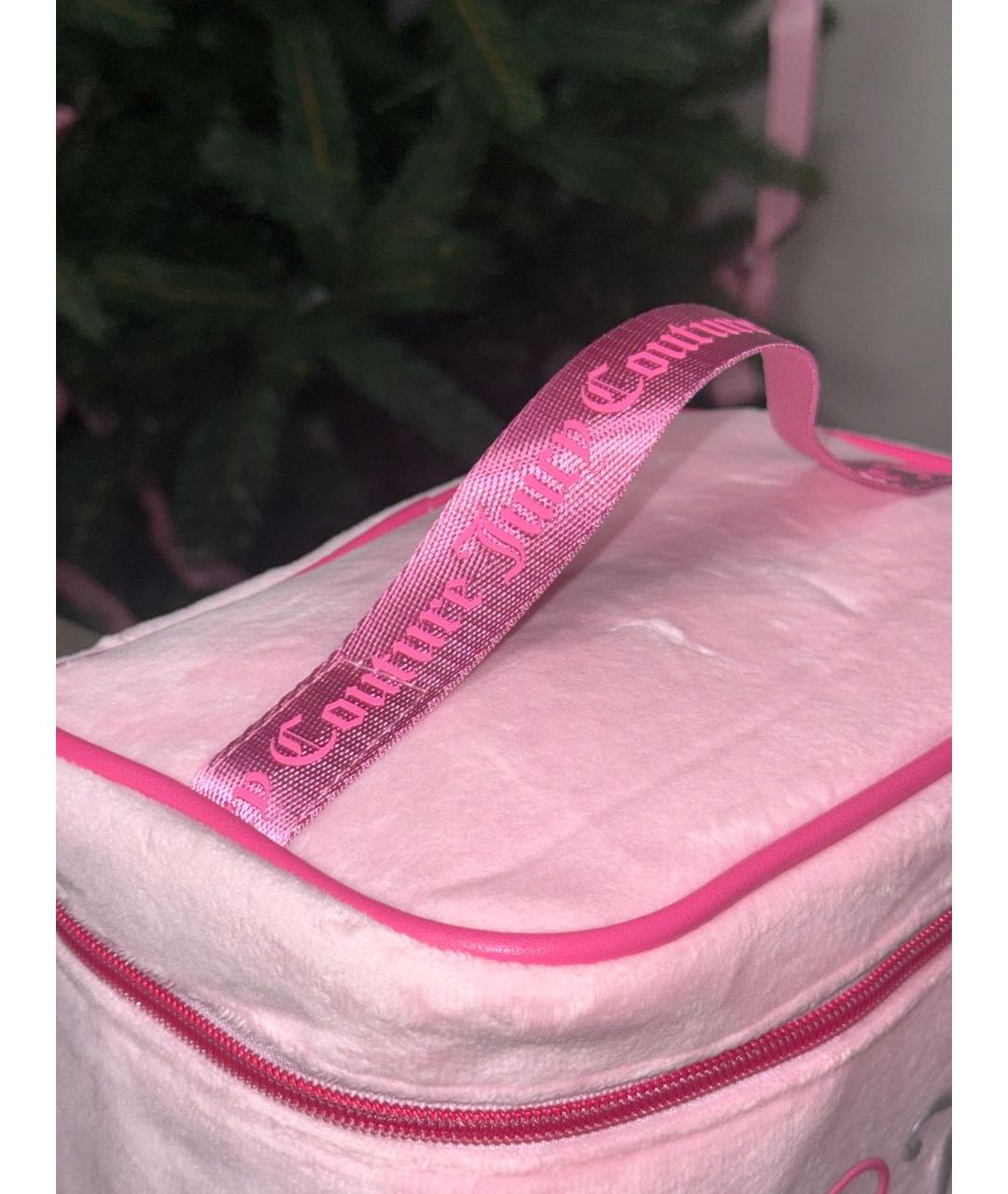 JUICY COUTURE Розовая бархатная косметичка, фото 3