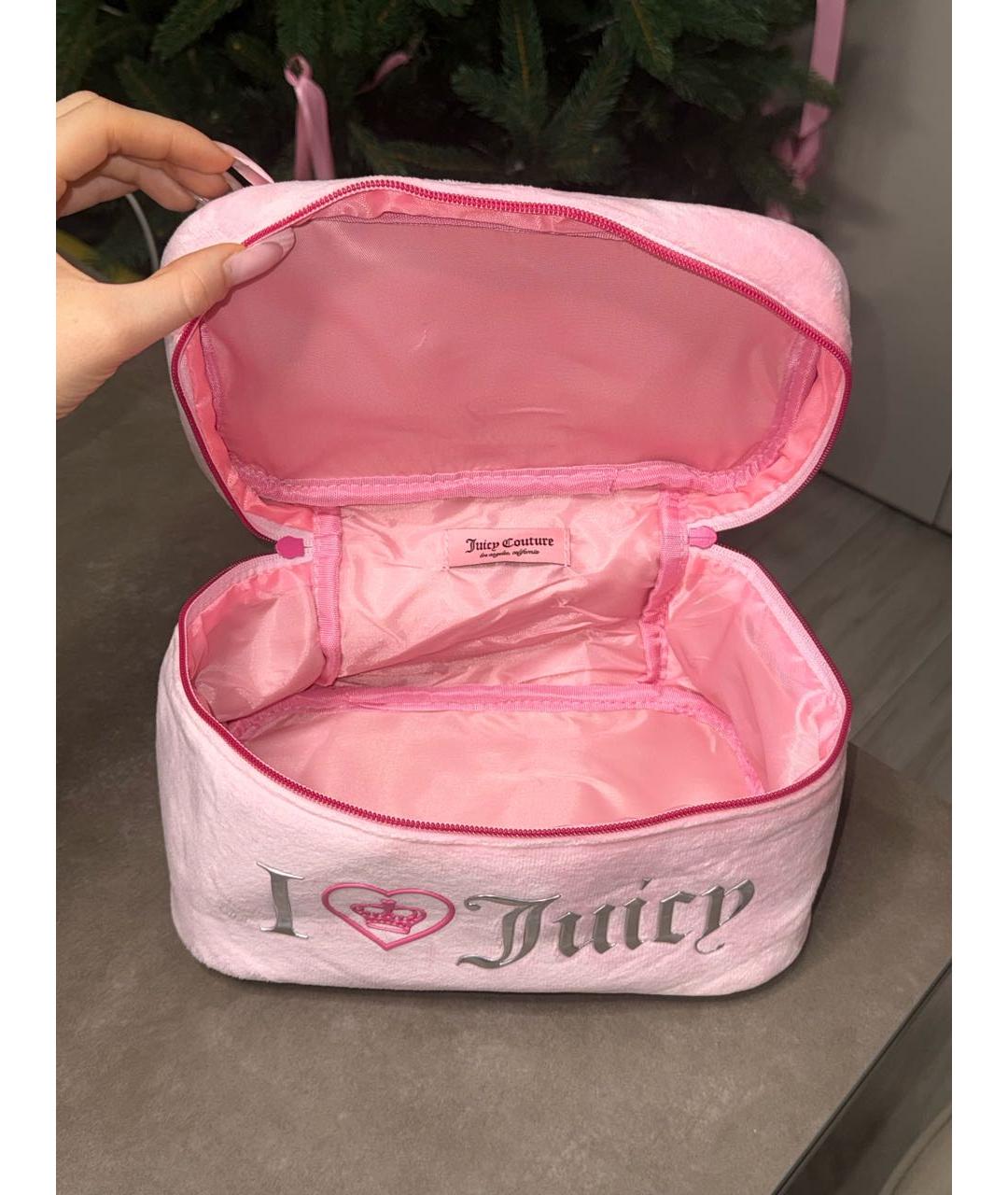 JUICY COUTURE Розовая бархатная косметичка, фото 4