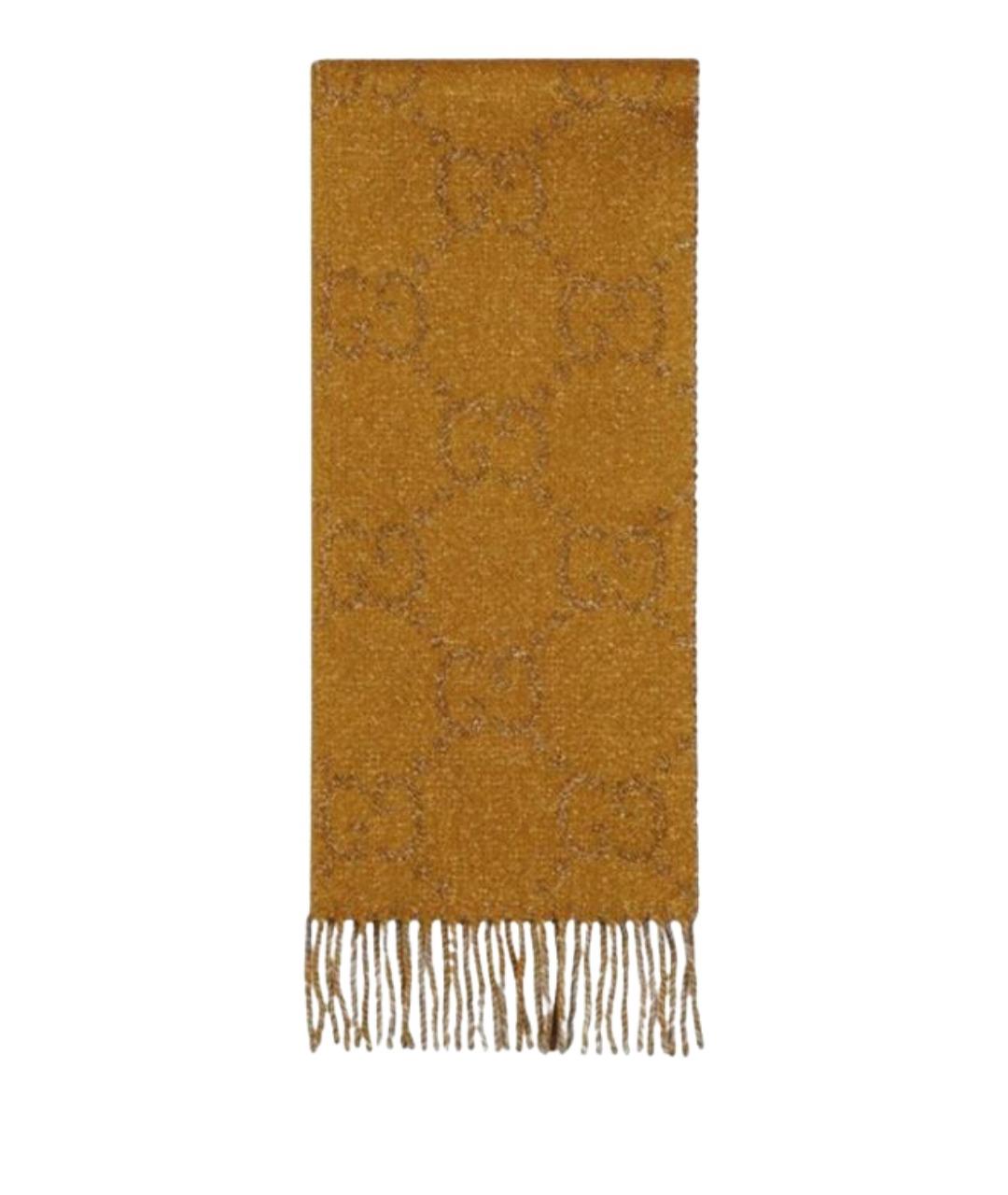 GUCCI Желтый шерстяной шарф, фото 1