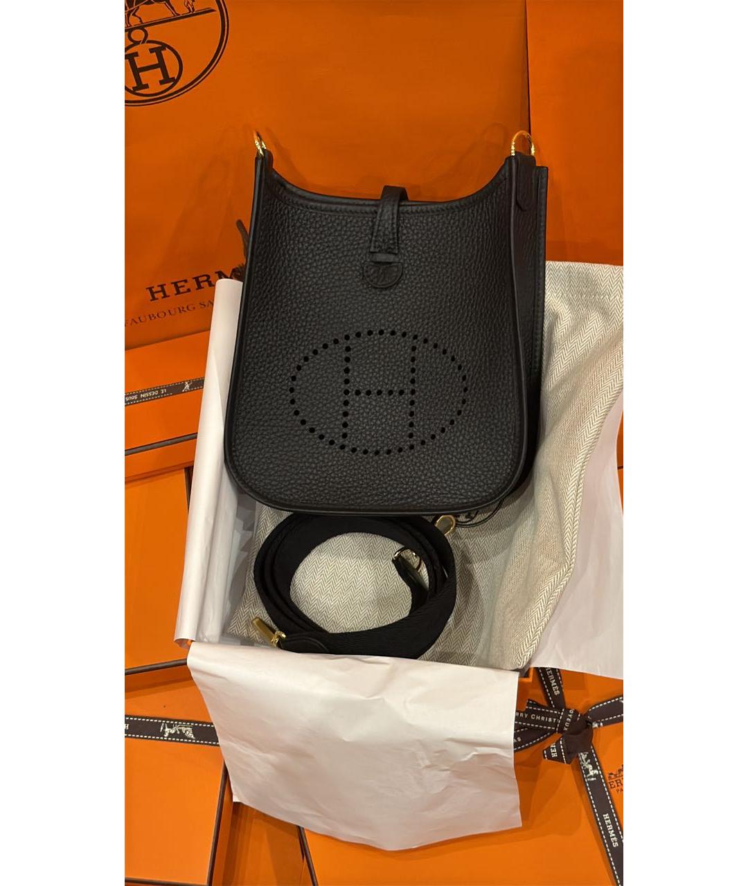 HERMES Черная кожаная сумка через плечо, фото 5