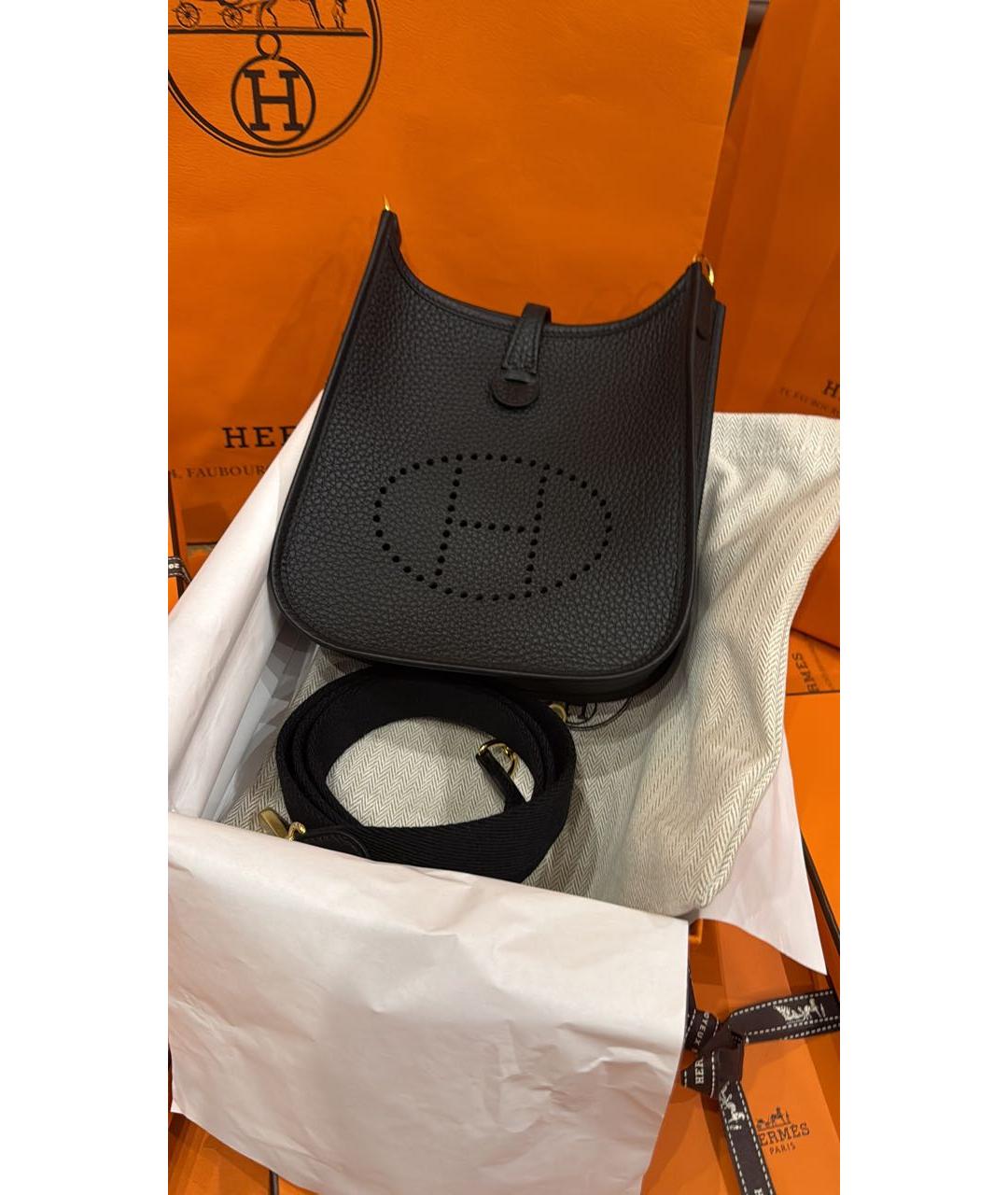 HERMES Черная кожаная сумка через плечо, фото 4