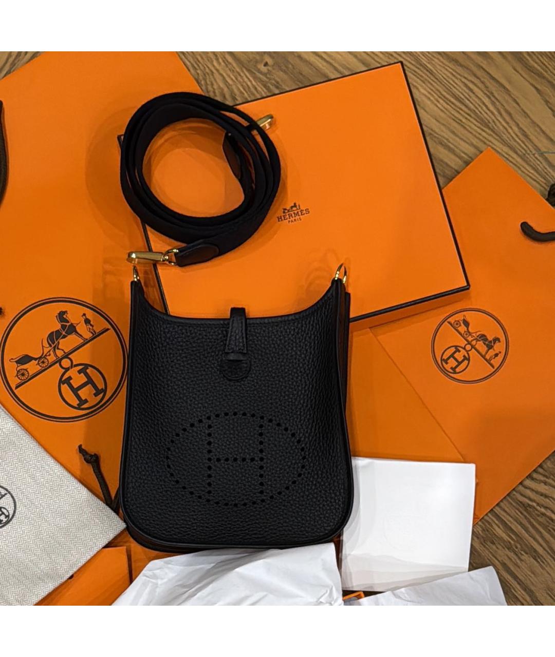 HERMES Черная кожаная сумка через плечо, фото 2