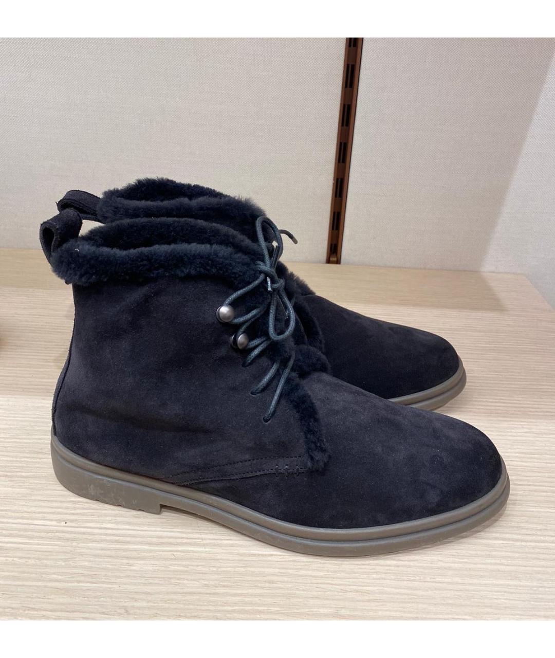 LORO PIANA Черные замшевые ботинки, фото 3