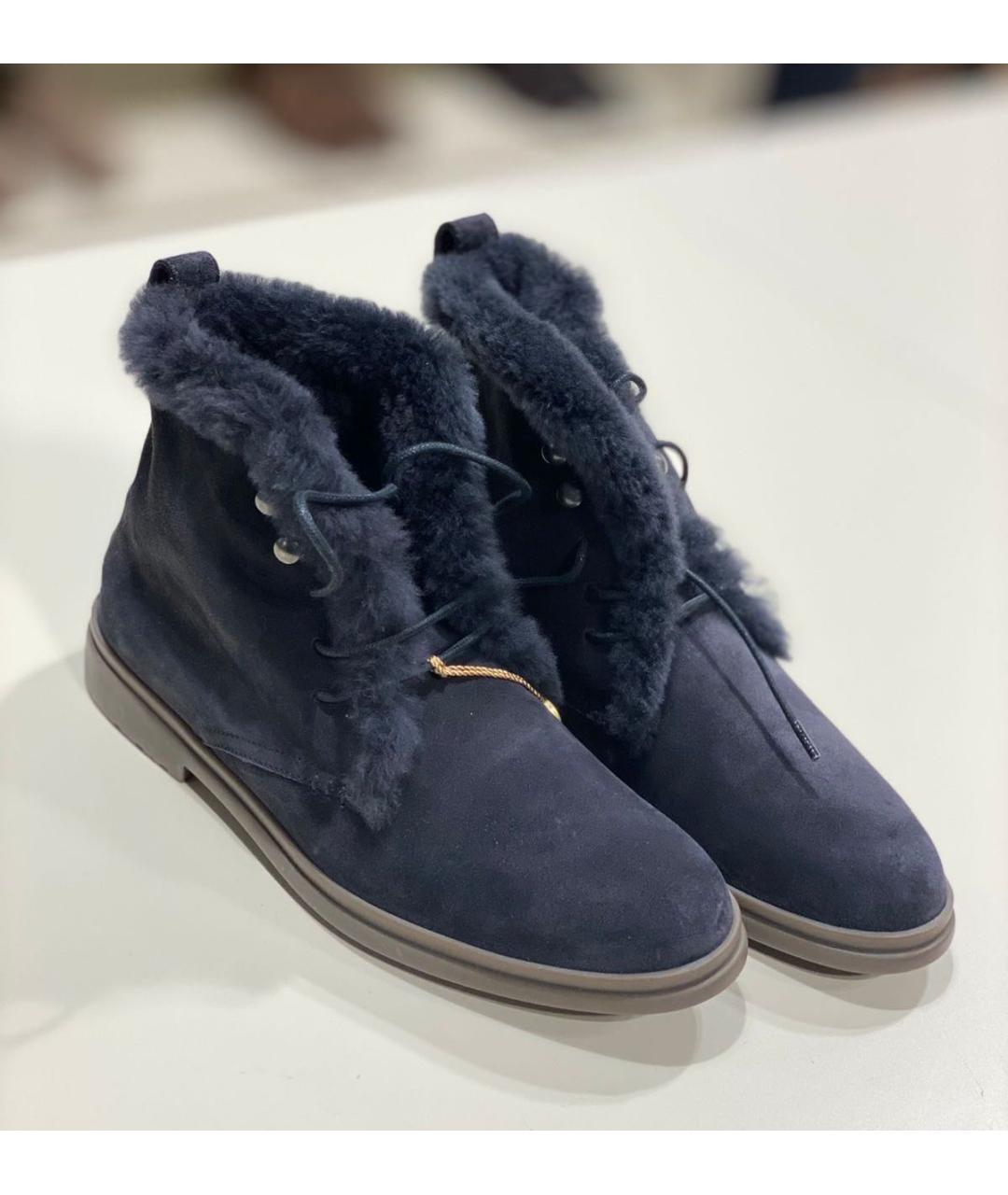 LORO PIANA Черные замшевые ботинки, фото 2