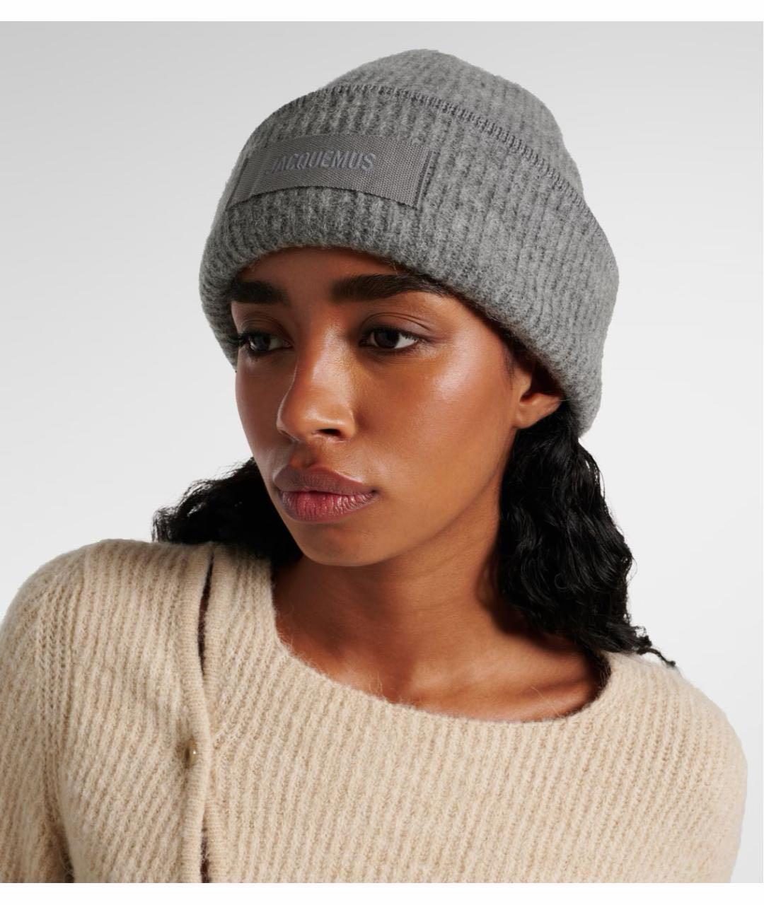 JACQUEMUS Антрацитовая шерстяная шапка, фото 3