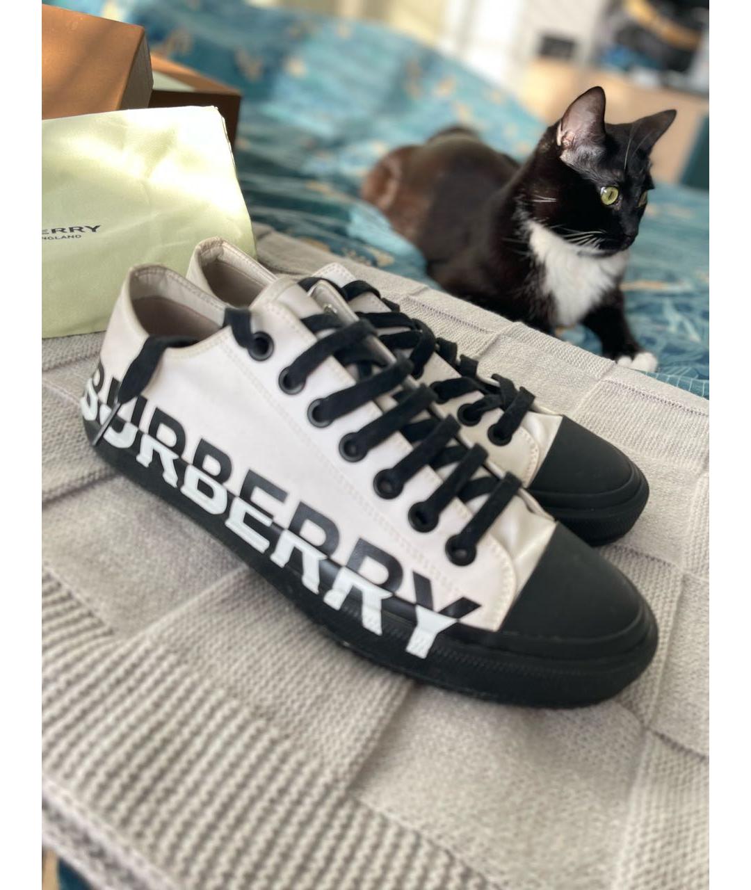 BURBERRY Белые текстильные кеды, фото 5