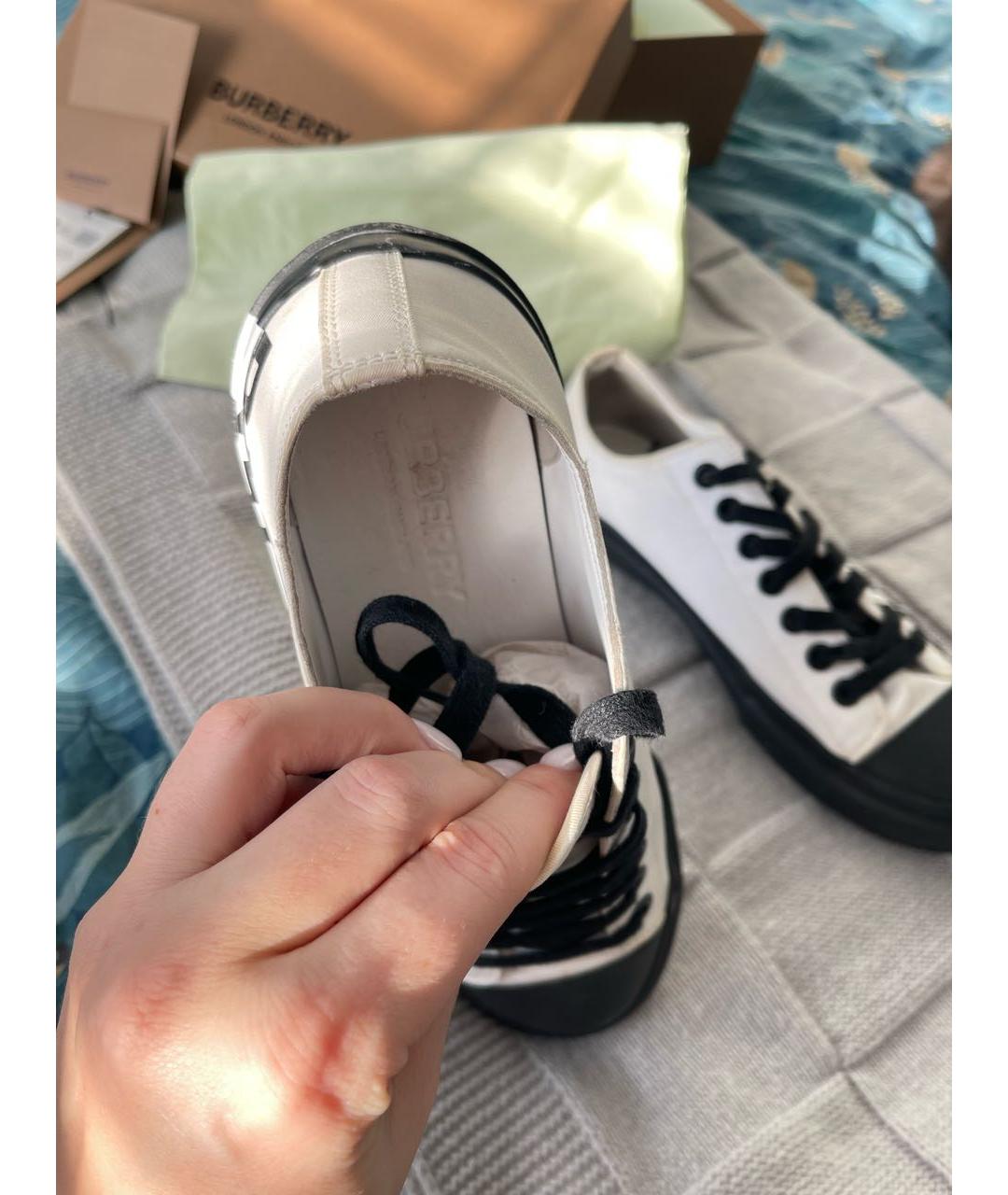 BURBERRY Белые текстильные кеды, фото 4
