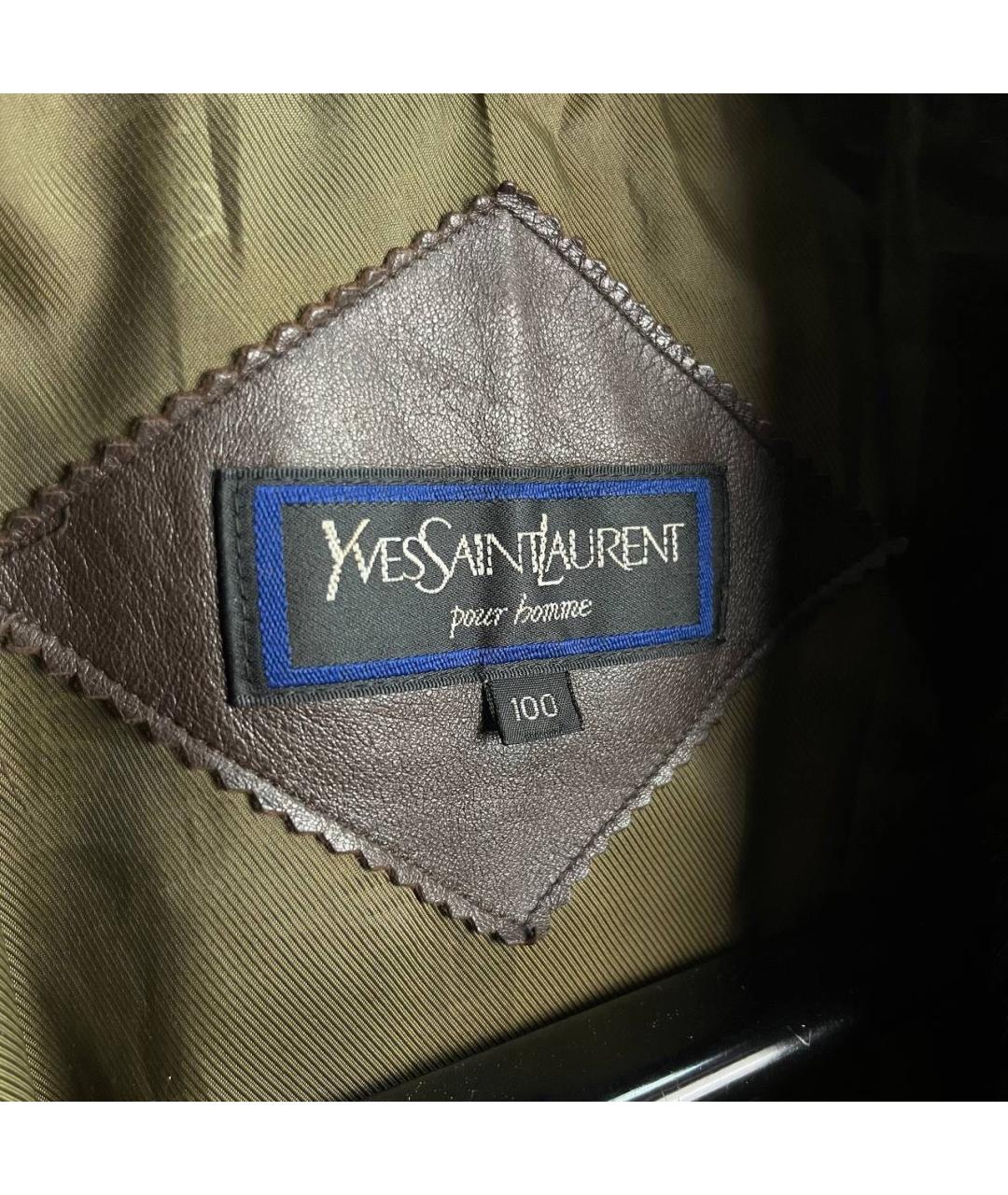 SAINT LAURENT Коричневая кожаная куртка, фото 3