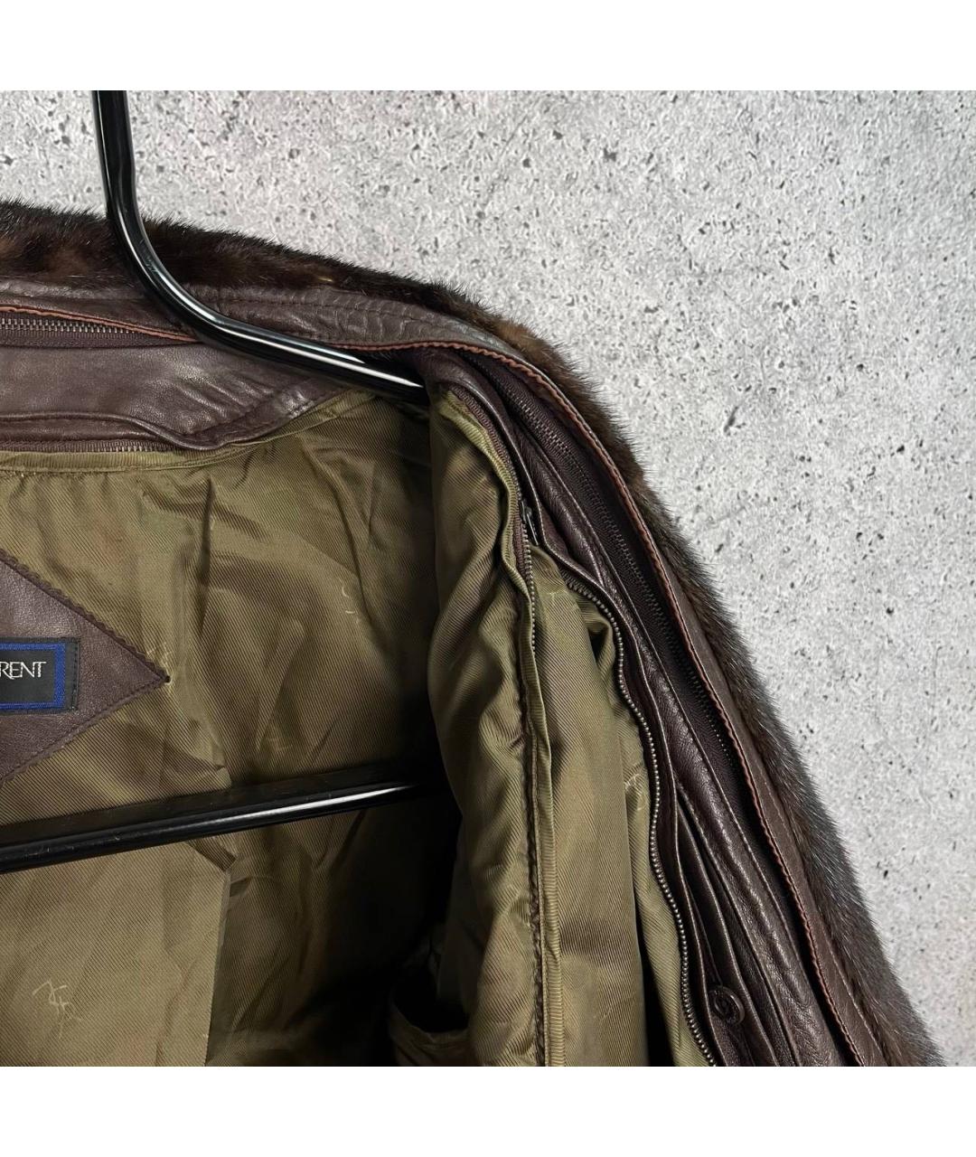 SAINT LAURENT Коричневая кожаная куртка, фото 4