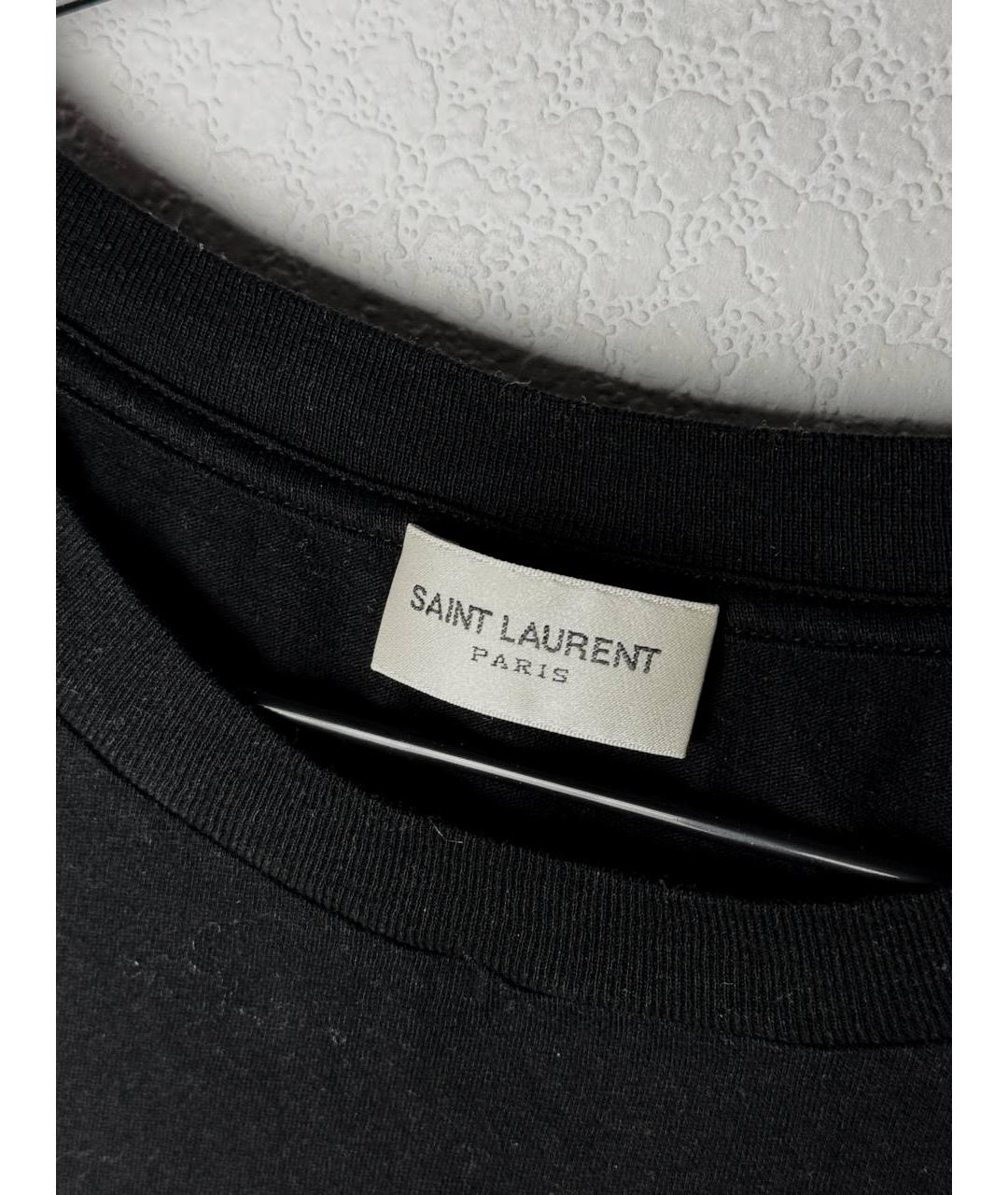 SAINT LAURENT Черная хлопковая футболка, фото 4