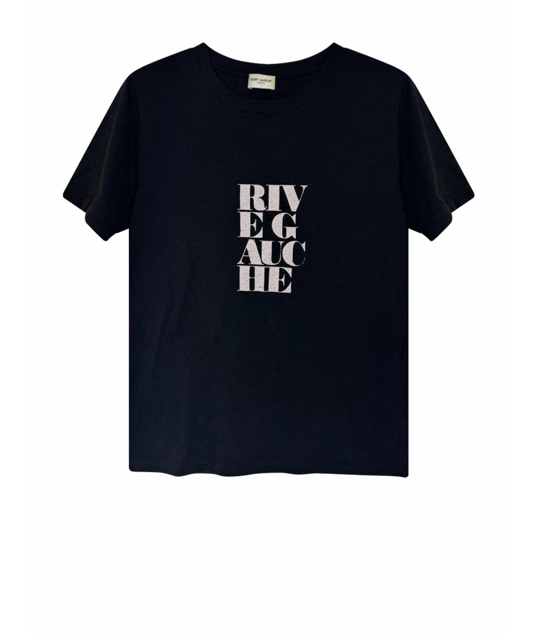 SAINT LAURENT Черная хлопковая футболка, фото 1