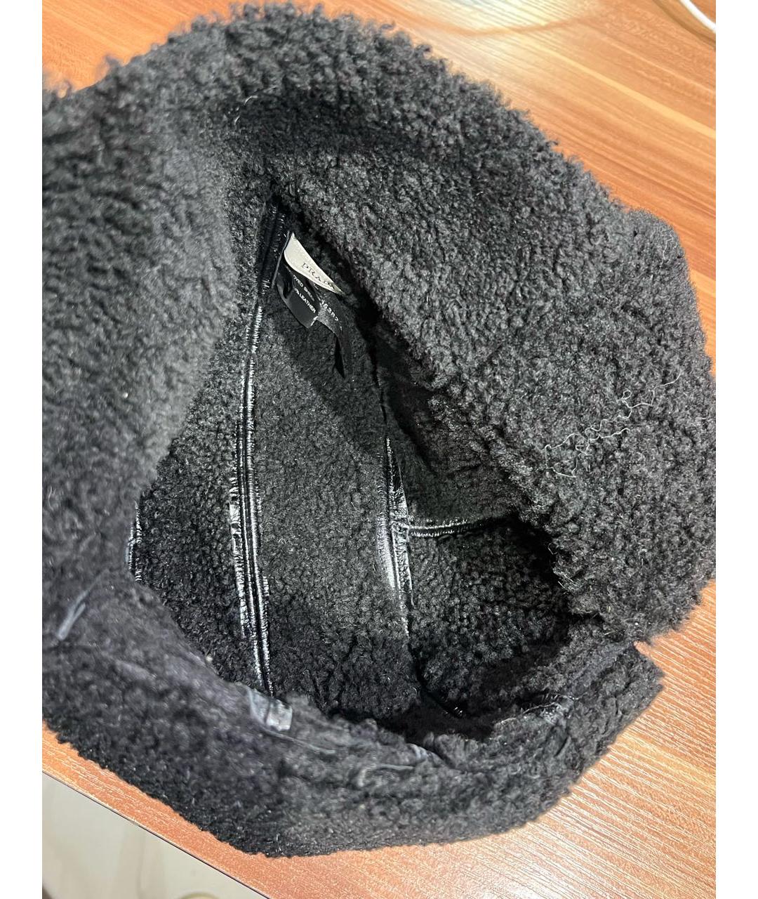 PRADA Черная кожаная шапка, фото 4