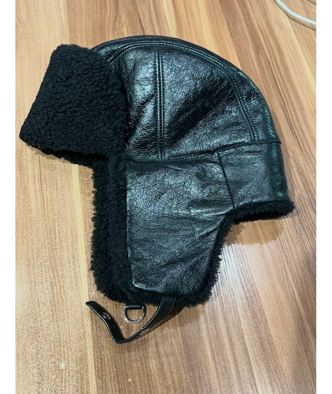 PRADA Черная кожаная шапка, фото 6