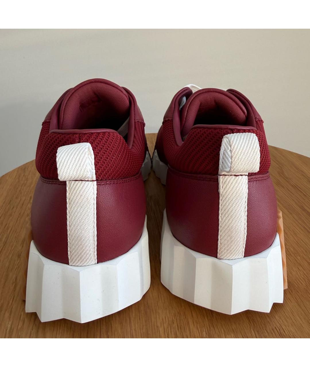 HERMES Бордовые кожаные кроссовки, фото 4