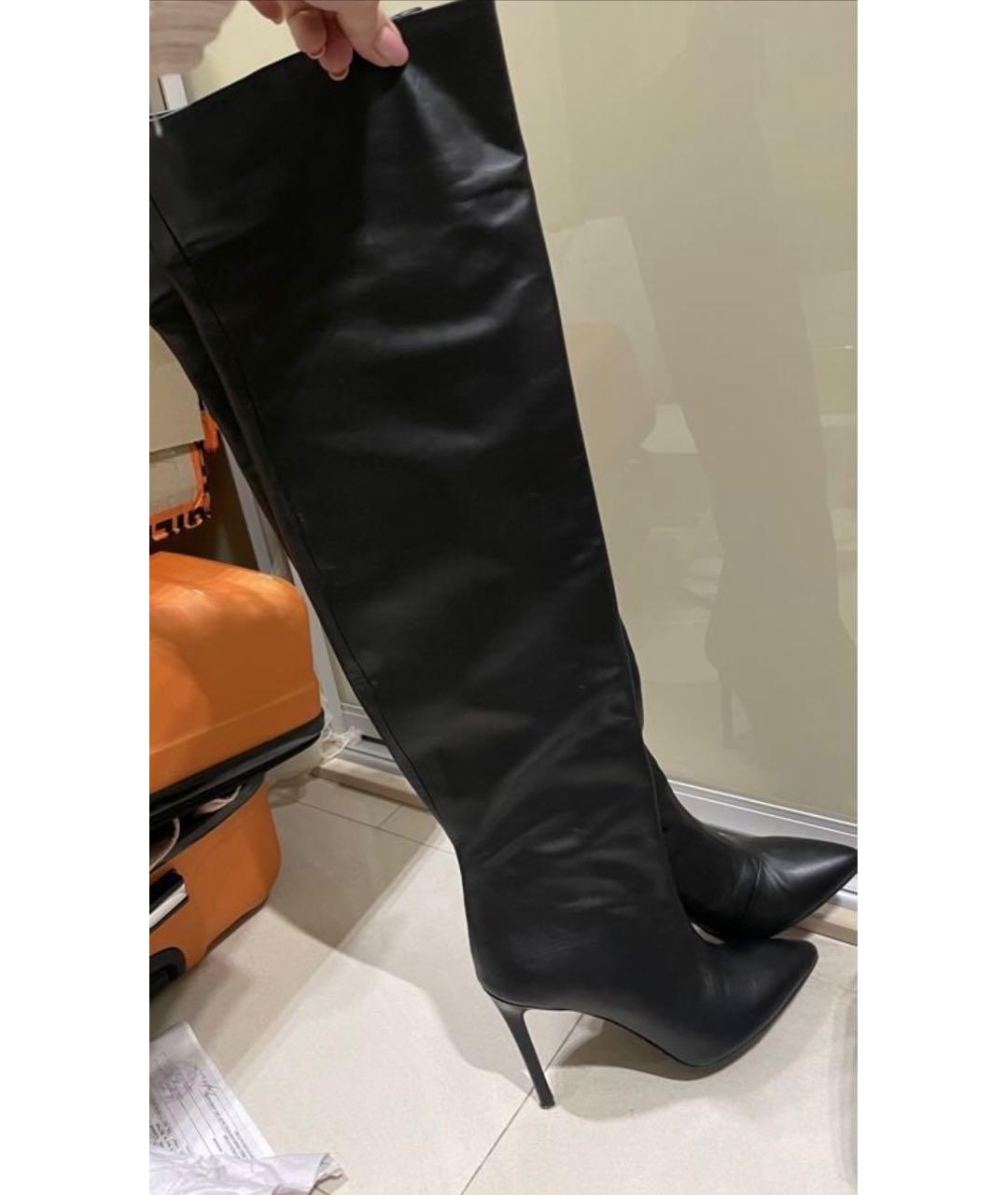 PATRIZIA PEPE Черные кожаные ботфорты, фото 5