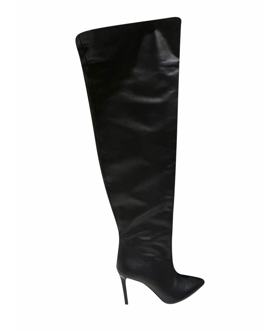 PATRIZIA PEPE Черные кожаные ботфорты, фото 1