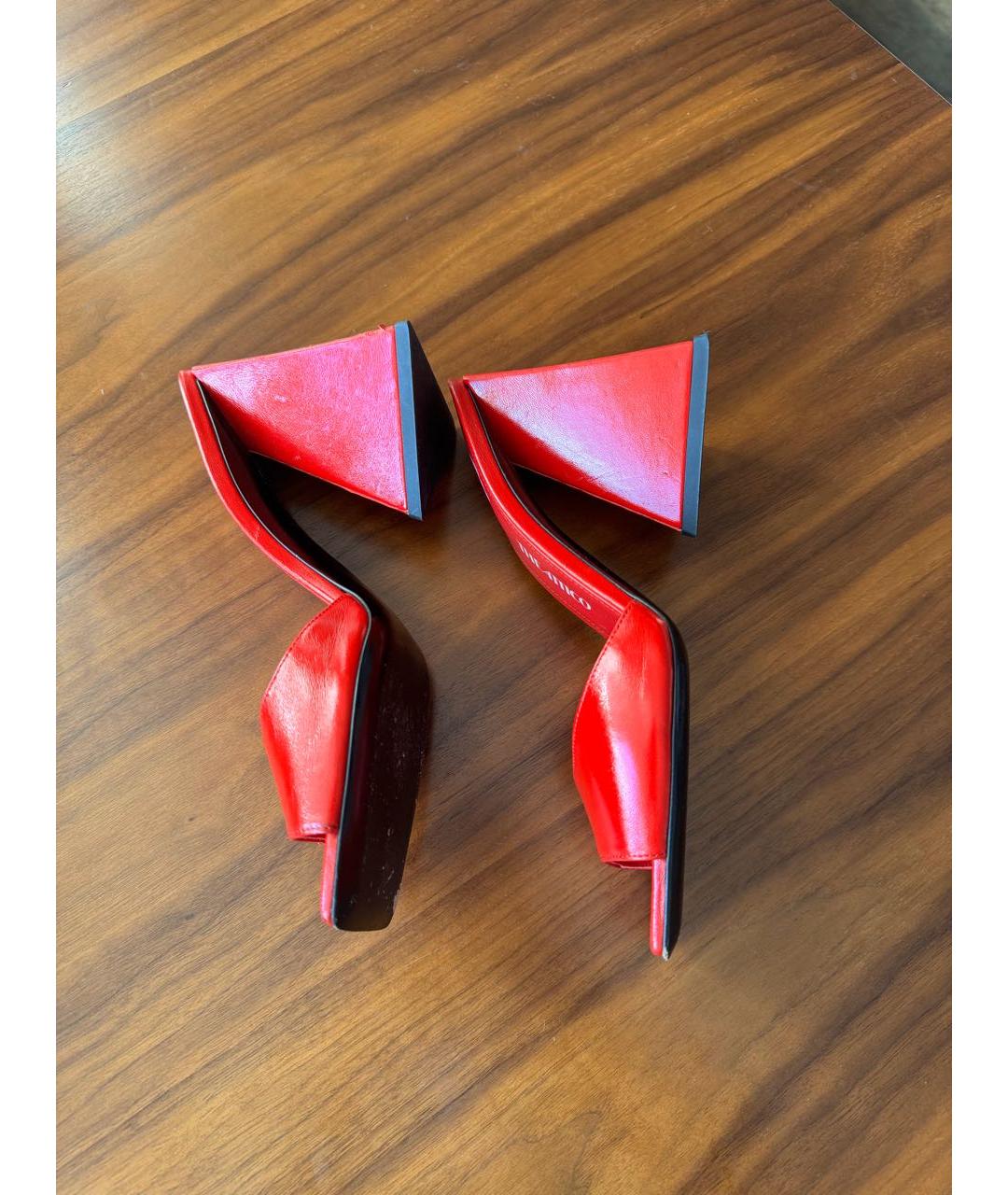 THE ATTICO Красные кожаные мюли, фото 9