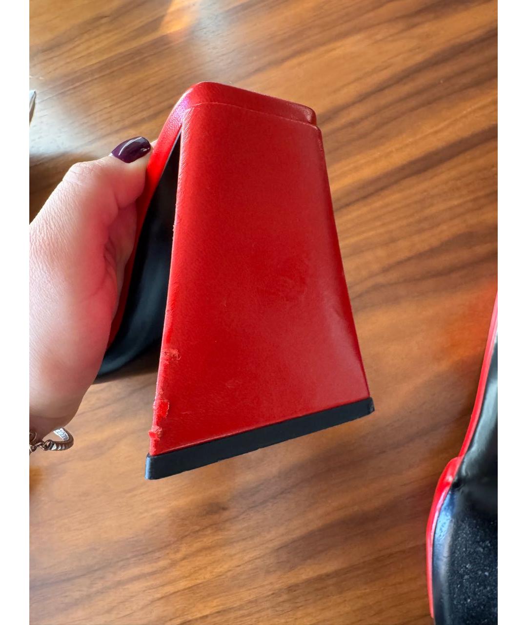 THE ATTICO Красные кожаные мюли, фото 6