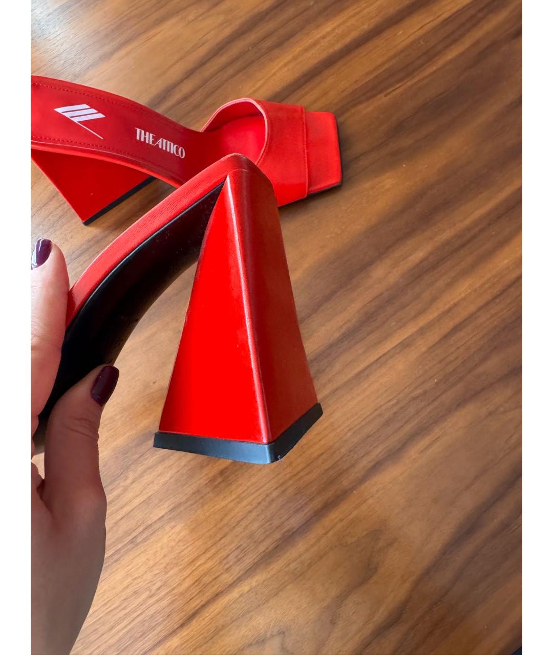 THE ATTICO Красные кожаные мюли, фото 4