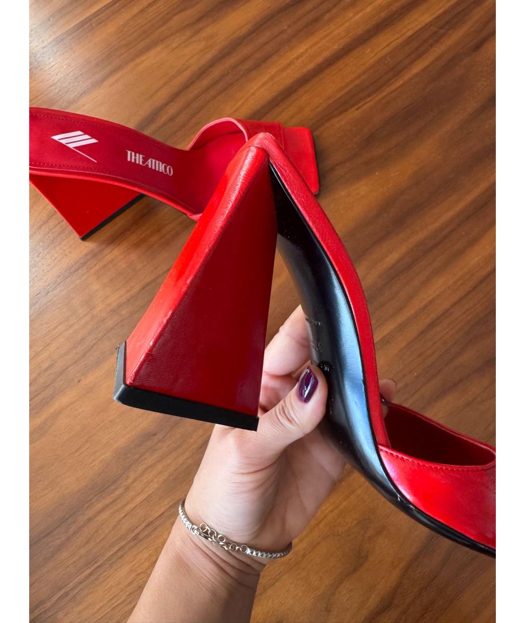 THE ATTICO Красные кожаные мюли, фото 8
