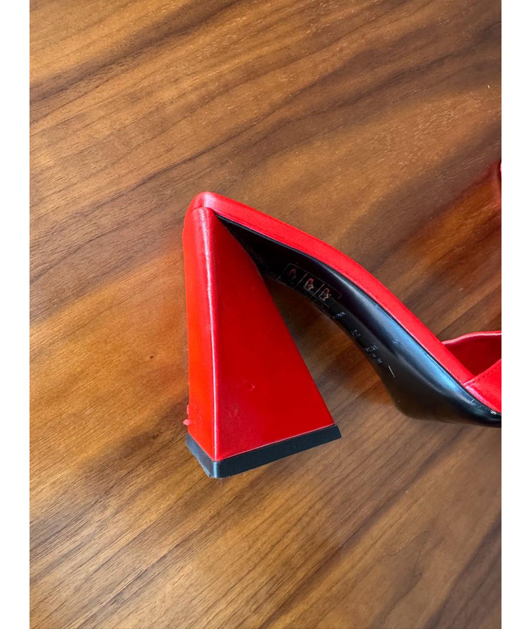 THE ATTICO Красные кожаные мюли, фото 7