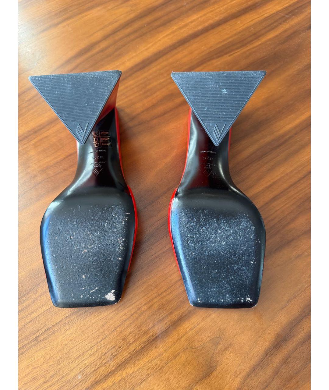 THE ATTICO Красные кожаные мюли, фото 5