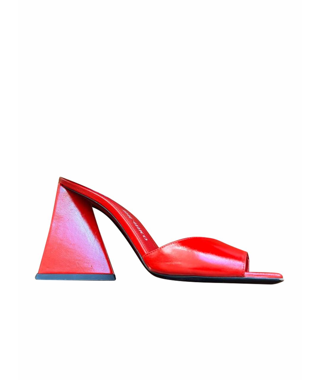 THE ATTICO Красные кожаные мюли, фото 1
