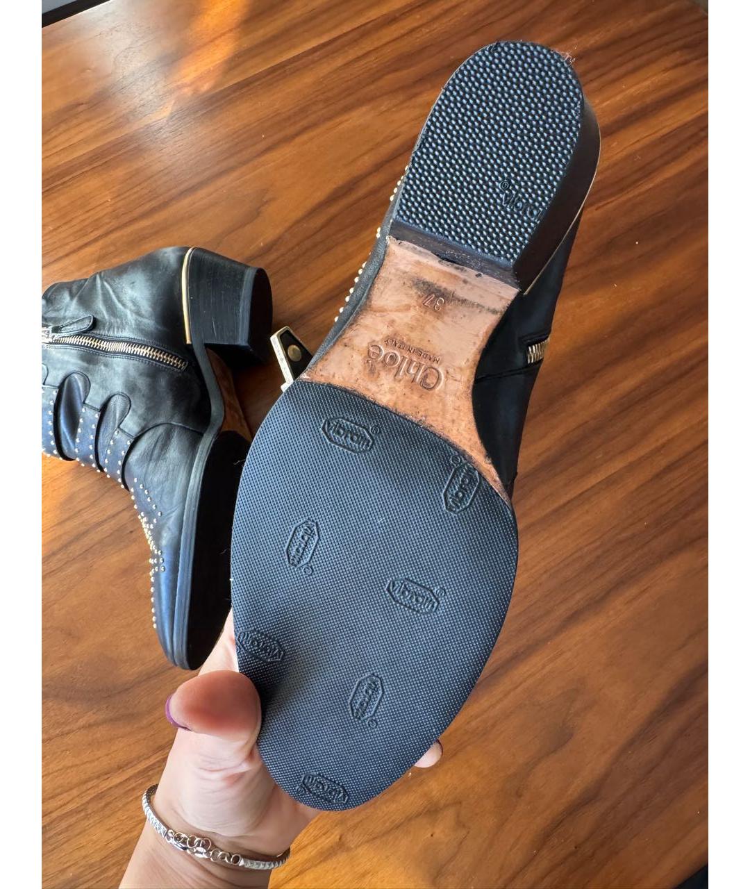 CHLOE Черные кожаные ботильоны, фото 4