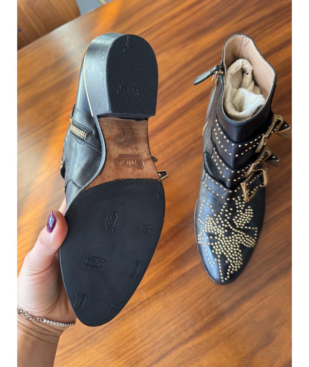 CHLOE Черные кожаные ботильоны, фото 3