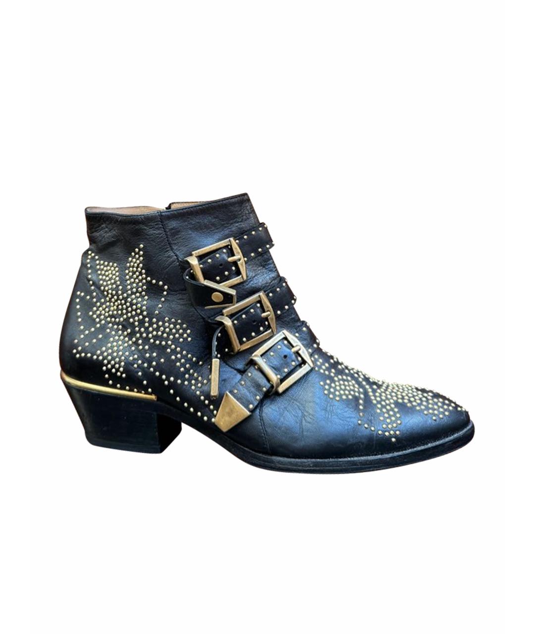 CHLOE Черные кожаные ботильоны, фото 1